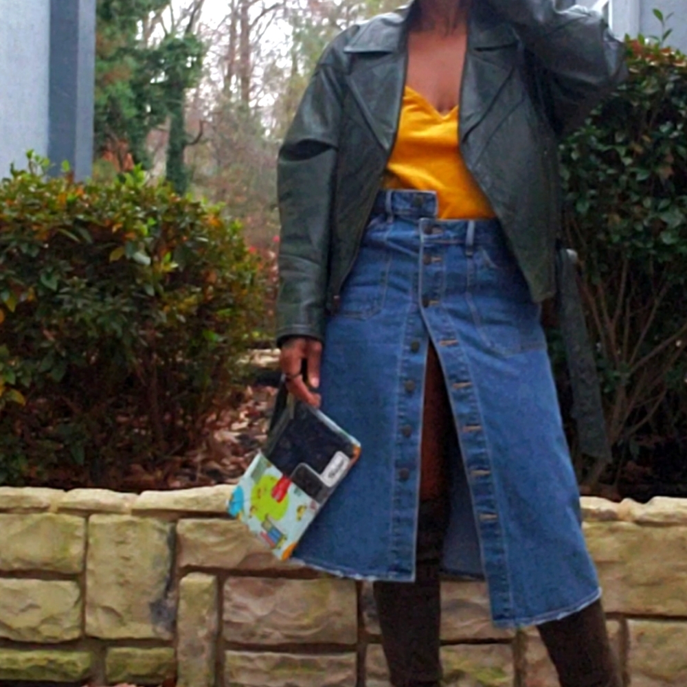 Denim Button-down Skirt